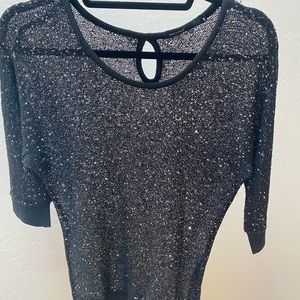 Authentic Anne Turtaut Sparkle Black Sweater Shirt